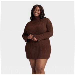 A New Day Women's Chocolate Turtleneck Sweater Dress Size L